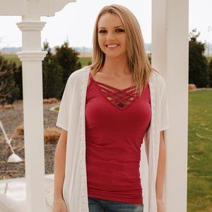 Cross Front Seamless Tank - Magenta